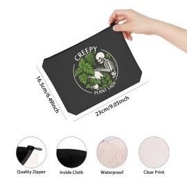 TSOTMO Housewarming Gifts Creepy Plant Lady Spooky Plant Themed Cosmetic Bag (Black, Marble, Zipper, Makeup, Travel)