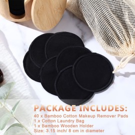 Foaincore 40 Pcs Reusable Makeup Remover Pads with Mesh Laundry Bag Washable Bamboo Cotton Rounds Soft Reusable Face Pad for Toner Skin Types with Bamboo Holder(Black) Foaincore 40 Pcs Reusable Makeup Remover Pads with Mesh Laundry Bag Washable Bamboo Cotton Rounds Soft Reusable Face Pad for Toner Skin Types with Bamboo Holder(Black)