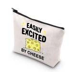 Cheese Lover Gift: Excited By Cheese Themed Zipper Pouch Makeup Bag