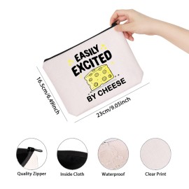Cheese Lover Gift: Excited By Cheese Themed Zipper Pouch Makeup Bag