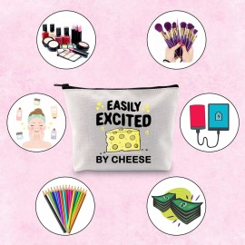 Cheese Lover Gift: Excited By Cheese Themed Zipper Pouch Makeup Bag