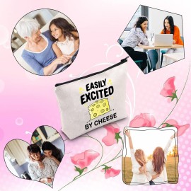 Cheese Lover Gift: Excited By Cheese Themed Zipper Pouch Makeup Bag