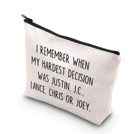 TSOTMO Vintage Boy Band Fans Gift My Hardest Decision Was Justin J.C. Lance Chris Or Joey Zipper Pouch Makeup Bag (CHRIS OR JOEY)