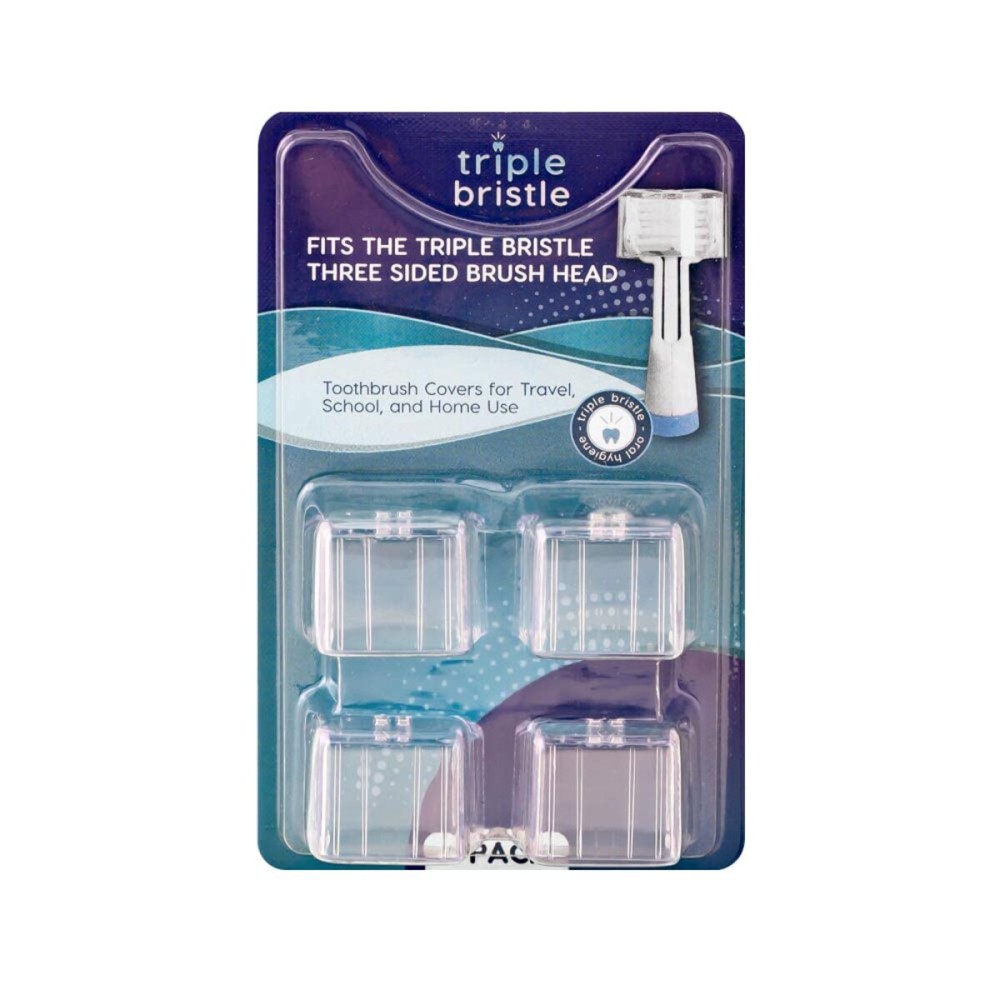 Triple Bristle Brush Head Covers | Includes 4 Covers | Dentist Created & Approved | Pair with your Triple Bristle Original & GO
