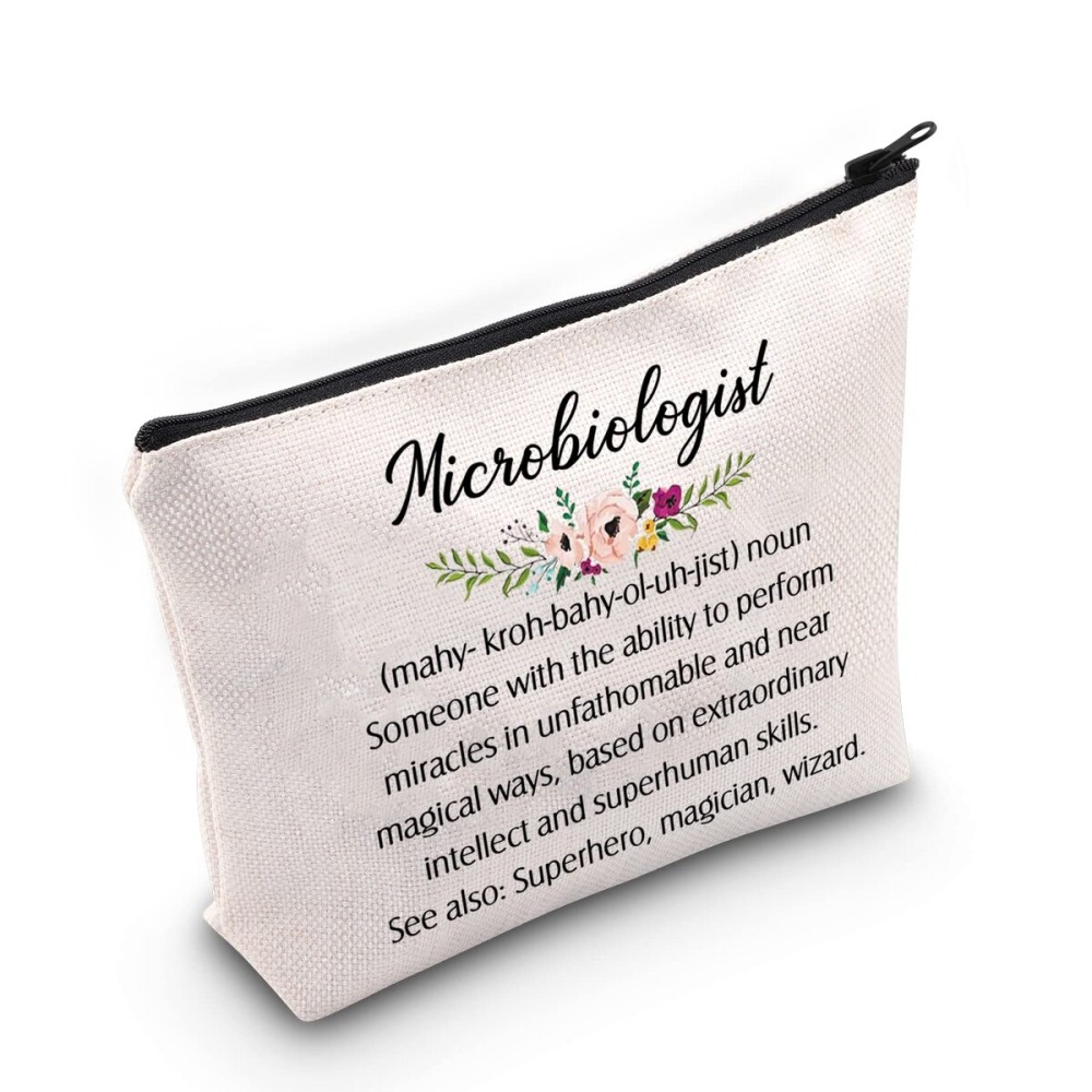 G2TUP Microbiologist Gift Microbiologist Definition Makeup Bag Microbiology Cosmetic Bag Lab Tech Gift Biology Teacher Gift Science Graduation Gift (Microbiologist Definition White Bag)