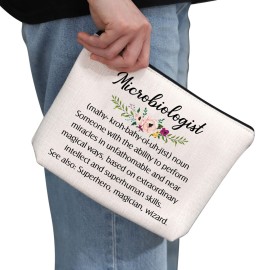 G2TUP Microbiologist Gift Microbiologist Definition Makeup Bag Microbiology Cosmetic Bag Lab Tech Gift Biology Teacher Gift Science Graduation Gift (Microbiologist Definition White Bag)