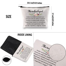 G2TUP Microbiologist Gift Microbiologist Definition Makeup Bag Microbiology Cosmetic Bag Lab Tech Gift Biology Teacher Gift Science Graduation Gift (Microbiologist Definition White Bag)