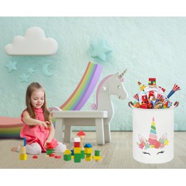 ESSME Unicorn Hamper,Unicorn Laundry Basket Collapsible Canvas Waterproof Girls Hamper for Girls Unicorn Room Decor, Nursery Hamper,Gift Baskets,Toy Box,Bedroom,(unicorn decor)