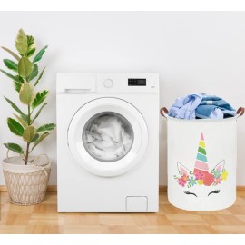 ESSME Unicorn Hamper,Unicorn Laundry Basket Collapsible Canvas Waterproof Girls Hamper for Girls Unicorn Room Decor, Nursery Hamper,Gift Baskets,Toy Box,Bedroom,(unicorn decor)