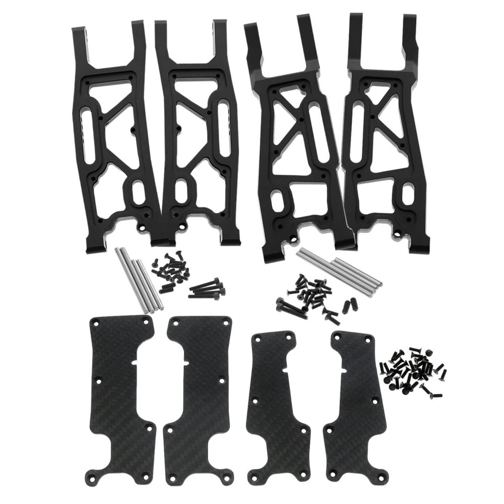 Rcarmumb Suspension Arms Upgrades Part for 1/8 Sledge 4WD 95076-4, 4pcs Aluminum Front Rear Swing Arm Hops Up w/Carbon Fibre Dust-Proof Protection Plate,Black