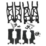 Rcarmumb Suspension Arms Upgrades Part for 1/8 Sledge 4WD 95076-4, 4pcs Aluminum Front Rear Swing Arm Hops Up w/Carbon Fibre Dust-Proof Protection Plate,Black