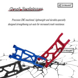 Rcarmumb Suspension Arms Upgrades Part for 1/8 Sledge 4WD 95076-4, 4pcs Aluminum Front Rear Swing Arm Hops Up w/Carbon Fibre Dust-Proof Protection Plate,Black