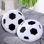 Jetec 2 Pcs Soccer Pillow Fluffy Soft Throw Cute Soccer Shaped Sports Decoration Round Plush Sport Theme Cushion Stuffed Pillow for Bedroom Decoration