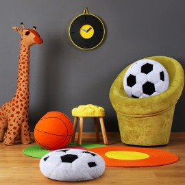 Jetec 2 Pcs Soccer Pillow Fluffy Soft Throw Cute Soccer Shaped Sports Decoration Round Plush Sport Theme Cushion Stuffed Pillow for Bedroom Decoration