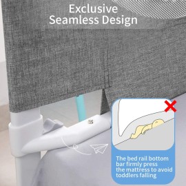 MagicFox Bed Rails for Toddlers, Extra Tall 32 Levels of Height Adjustment Specially Designed for Twin, Full, Queen, King Size - 2024 Safety Bed Guard Rails for Kids (Grey, 1 Side:74.8(L) 27(H))