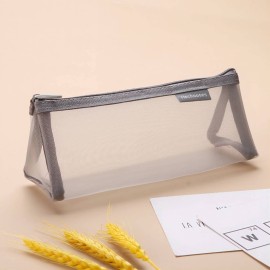 Gidary Mesh Cosmetic Bag Portable Clear Makeup Bags Mesh Zipper Pouch for Home Office Travel Accessories Organizer (2PCS White & Grey)