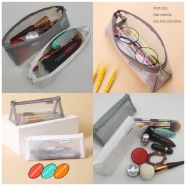 Gidary Mesh Cosmetic Bag Portable Clear Makeup Bags Mesh Zipper Pouch for Home Office Travel Accessories Organizer (2PCS White & Grey)