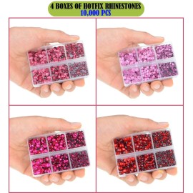 LPBeads 10000pcs Hotfix Rhinestones Flatback Glass Red Pink Fuchsia and Rose Rhinestone with Tweezers and Picking Pen for Crafts Clothes Nail Art LPBeads 10000pcs Hotfix Rhinestones Flatback Glass Red Pink Fuchsia and Rose Rhinestone with Tweezers and Picking Pen for Crafts Clothes Nail Art