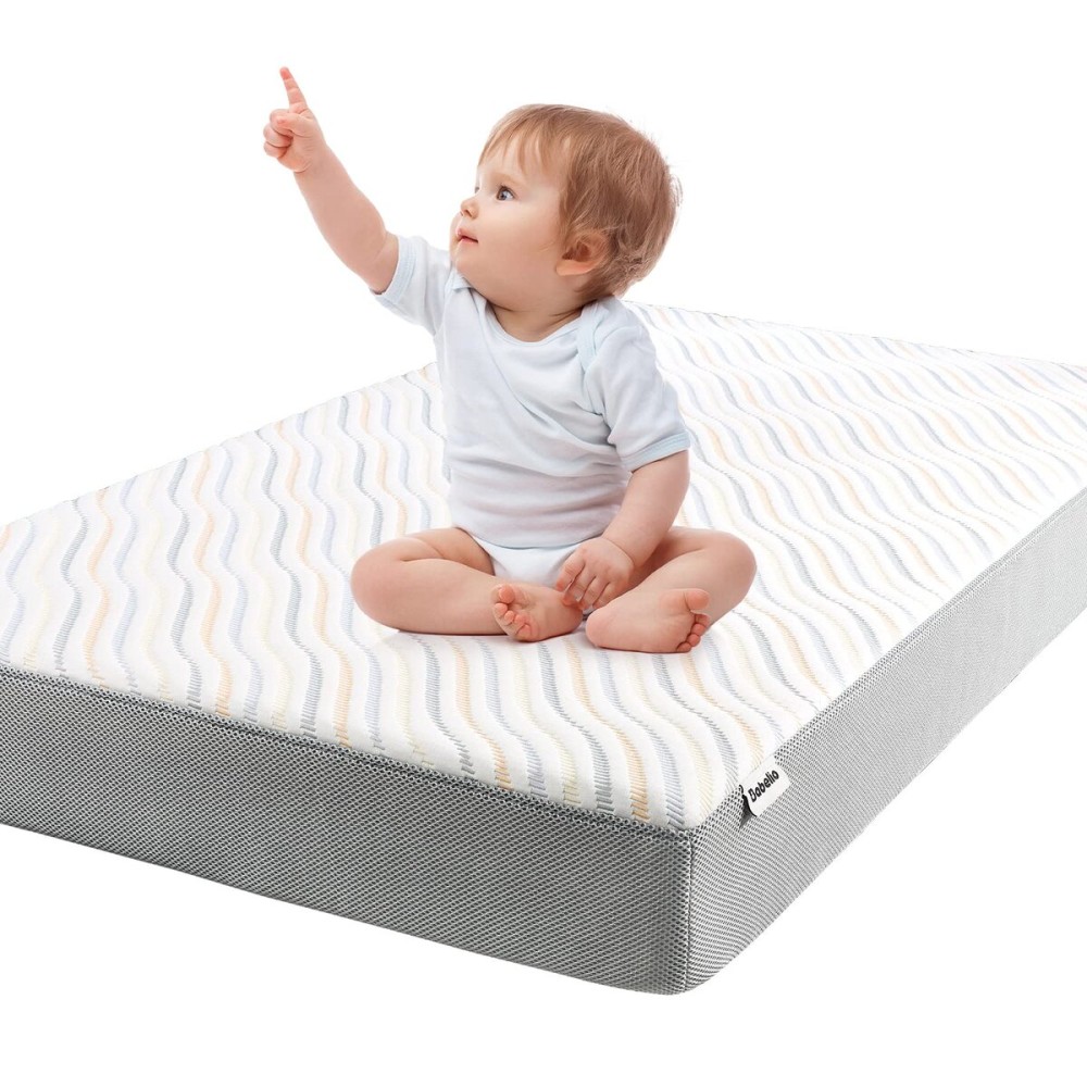 BABELIO Biobased Crib and Toddler Mattress Dual-Sided, CertiPUR-US, Removable Waterproof and Machine-Washable Cover, 52x27.5x5