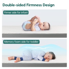 BABELIO Biobased Crib and Toddler Mattress Dual-Sided, CertiPUR-US, Removable Waterproof and Machine-Washable Cover, 52x27.5x5