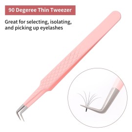 Lash Extension Tweezers Volume Lash Tweezers 90 Degree Tweezers for Eyelash Extensions Precision Lash Fan Tweezers Eyelash Extension Supplies for Light Volume or Mega Volume Fans