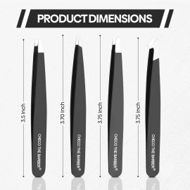 Tweezers Set, Professional Stainless Steel Tweezers, Better Precision Eyebrow Tweezers, Great Precision for Facial Hair, Ingrown Hair, Splinters and Blackheads. Black Color