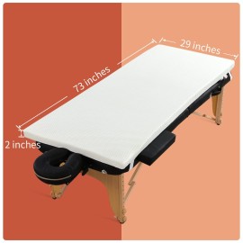 ROYALAY Topper for Lash Bed, 2 Inch Memory Foam Massage Table Topper, 73x29x2 inch, White