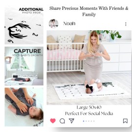 KEMINA BLANKETS Milestone Blanket for Baby Boy - Monthly Baby Blanket, Growth Tracker for Newborn, Woodland Nursery Decor, Mountain Adventure Theme, Includes Felt Frame, 50x40 Inches