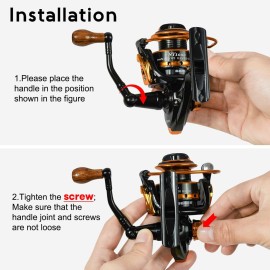 Summer and Centron Spinning Fishing Reels, Perfect for Ultralight Ice Fishing with 12 +1 BB Light Weight, Ultra Smooth Powerful, 5.2:1 High-Speed, Size 1000 Fishing Reel by QINGLER