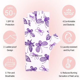 MelodySusie UV Gloves Purple Butterfly, Professional Protection Gloves for Gel Nail Lamp, Purple Butterfly UV Shield Gloves, Nail Art Skin Care Fingerless Glove Protect Hands, Home Outdoor Use