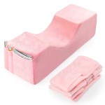 Onism Lash Pillows, Eyelash Extension Pillow with 2 Removable Lash Pillow Covers, Memory Foam Pillow, Velvet Pillowcase with Two Pockets for Tools On The Sides of Lash Bed Pillow, Pink