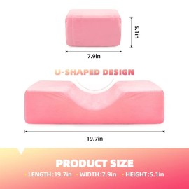 Onism Lash Pillows, Eyelash Extension Pillow with 2 Removable Lash Pillow Covers, Memory Foam Pillow, Velvet Pillowcase with Two Pockets for Tools On The Sides of Lash Bed Pillow, Pink