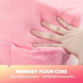 Onism Lash Pillows, Eyelash Extension Pillow with 2 Removable Lash Pillow Covers, Memory Foam Pillow, Velvet Pillowcase with Two Pockets for Tools On The Sides of Lash Bed Pillow, Pink