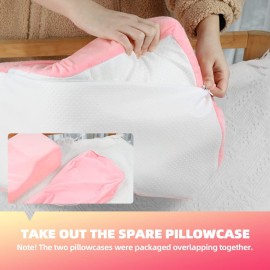 Onism Lash Pillows, Eyelash Extension Pillow with 2 Removable Lash Pillow Covers, Memory Foam Pillow, Velvet Pillowcase with Two Pockets for Tools On The Sides of Lash Bed Pillow, Pink