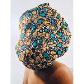 TREJAZ Satin Bonnet Silk Ankara Bonnet - Satin Bonnet for Women - Perfect for Curly Hair - Hair Bonnet for Black Women - Luxurious Sleeping Bonnet - Ideal for Braids and Natural Styles XL, Teal
