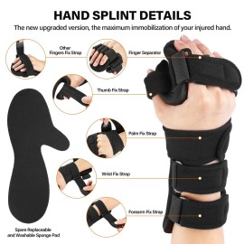 HOOMTREE Stroke Resting Hand Splint Right&Left Resting Hand Splint with Finger Separator Functional Night Immobilizer Wrist Finger Brace for Carpel Tunnel Pain,Sprain Fracture,Tendonitis (Left,Black) HOOMTREE Stroke Resting Hand Splint Right&Left Resting Hand Splint with Finger Separator Functional Night Immobilizer Wrist Finger Brace for Carpel Tunnel Pain,Sprain Fracture,Tendonitis (Left,Black)