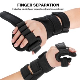 HOOMTREE Stroke Resting Hand Splint Right&Left Resting Hand Splint with Finger Separator Functional Night Immobilizer Wrist Finger Brace for Carpel Tunnel Pain,Sprain Fracture,Tendonitis (Left,Black) HOOMTREE Stroke Resting Hand Splint Right&Left Resting Hand Splint with Finger Separator Functional Night Immobilizer Wrist Finger Brace for Carpel Tunnel Pain,Sprain Fracture,Tendonitis (Left,Black)