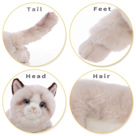 CU-MATE 20 Inch Gray Ragdoll Cat Stuffed Animal Toys Dolls,Cute Handmade Plush Toy Ann Baker Cat Birthday Gifts Present for Boys and Girls
