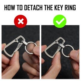 KeyUnity Titanium Carabiner Keychain Clip, Quick Release EDC Key Holder Organizer with Key Ring (KM04SW)