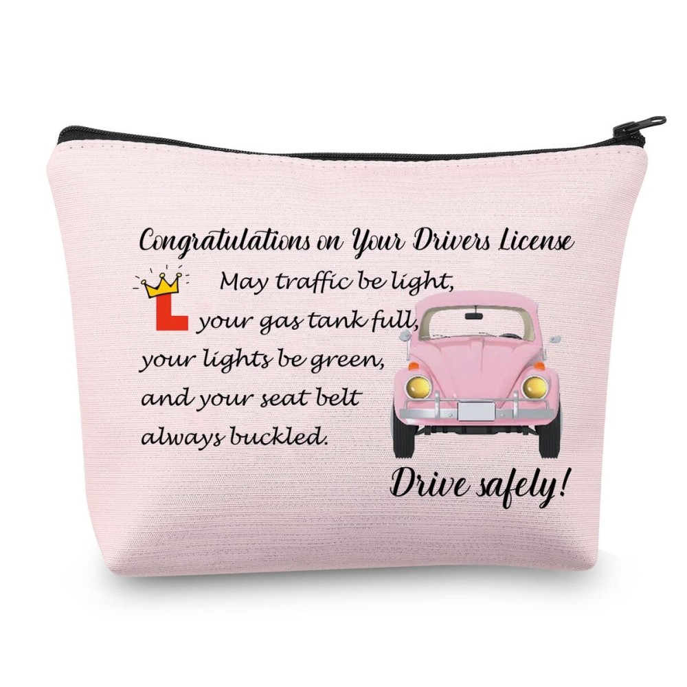 MEIKIUP New Driver Makeup Bag Passing Driving Test Gifts for Women Birthdays Gift for Daughter Driver Travel Bag (Passing Driving Test Bag)