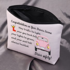 MEIKIUP New Driver Makeup Bag Passing Driving Test Gifts for Women Birthdays Gift for Daughter Driver Travel Bag (Passing Driving Test Bag)