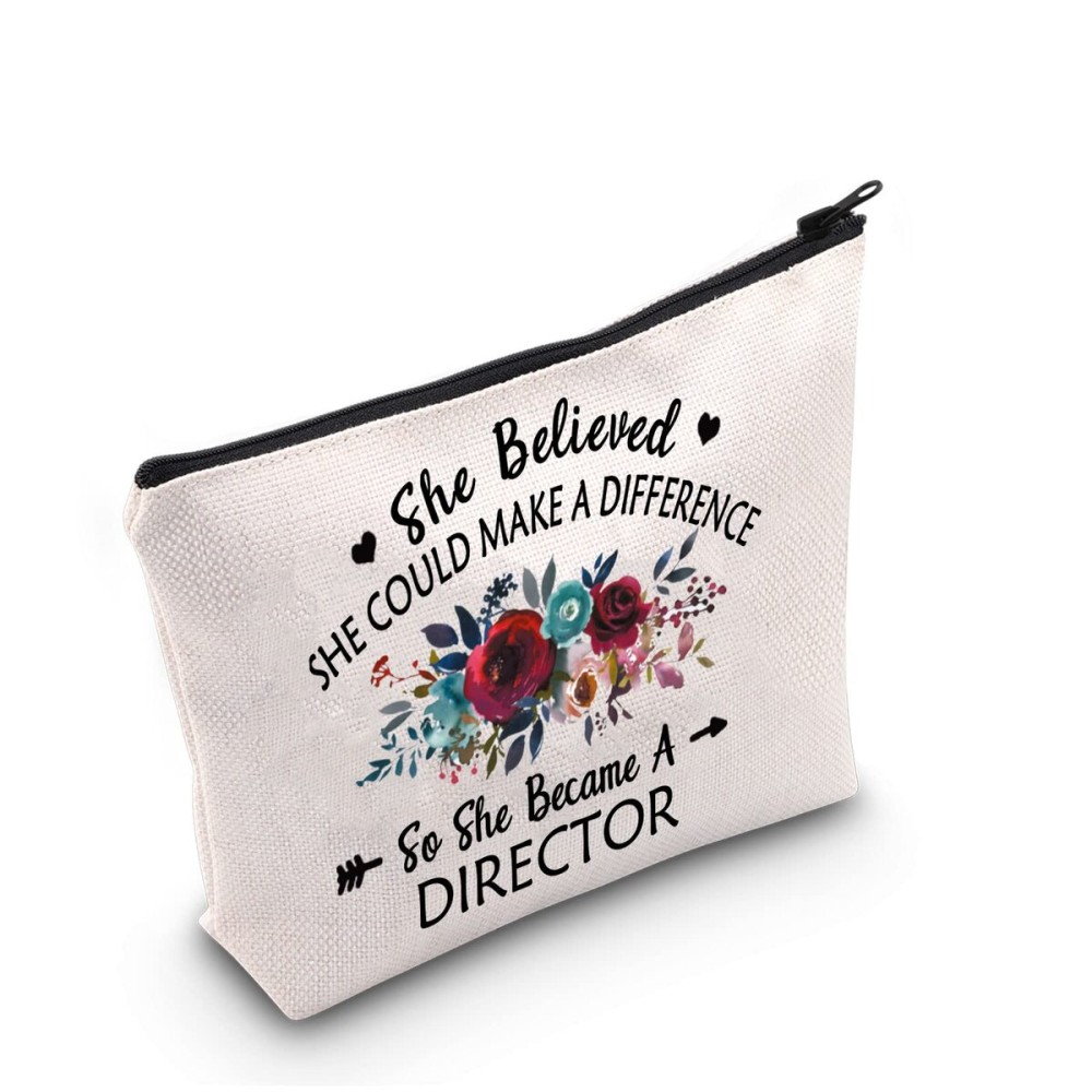 G2TUP Director Gift Makeup Bag - Movie Cosmetic Bag for Appreciation, Media Graduation - Zipper Travel Bag (White)
