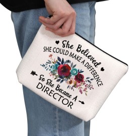 G2TUP Director Gift Makeup Bag - Movie Cosmetic Bag for Appreciation, Media Graduation - Zipper Travel Bag (White)