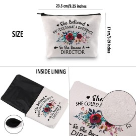 G2TUP Director Gift Makeup Bag - Movie Cosmetic Bag for Appreciation, Media Graduation - Zipper Travel Bag (White)