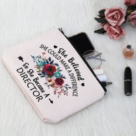 G2TUP Director Gift Makeup Bag - Movie Cosmetic Bag for Appreciation, Media Graduation - Zipper Travel Bag (White)