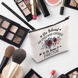 G2TUP Director Gift Makeup Bag - Movie Cosmetic Bag for Appreciation, Media Graduation - Zipper Travel Bag (White)