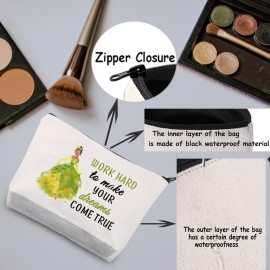 TSOTMO Tiana Gift Princess Gifts Cartoon Movie Merchandise Gift For Movie Fans Movie Quotes Inspirational Makeup Bag For Women Girls (WORK HARD)