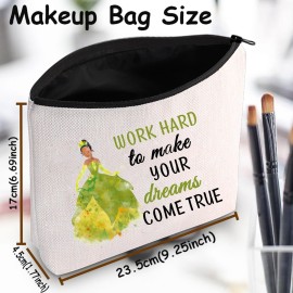 TSOTMO Tiana Gift Princess Gifts Cartoon Movie Merchandise Gift For Movie Fans Movie Quotes Inspirational Makeup Bag For Women Girls (WORK HARD)