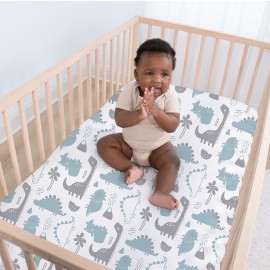 The Peanutshell 4-Pack Fitted Crib Sheet Set - Super Soft & Breathable Baby Boy Crib Sheets, Nursery Decor, Fit for Standard Mattress Cover- Dinosaur