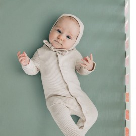 GRSSDER Soft Muslin Crib Sheet 2 Pack, 100% Cotton Crib Sheets for Boys and Girls, Fit Standard Crib Mattresses 52 x 28 Safe and Snug, Light Gray/Roman Green